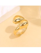 Grosse Bague Réglable en Acier Doré Croisée Dessus Asymétrique  ECLAT PARIS