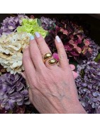 Grosse Bague Réglable en Acier Doré Croisée Dessus ECLAT PARIS