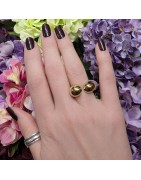 Grosse Bague Réglable en Acier Doré Ouverte Dessus Asymétrique ECLAT PARIS