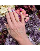 Bague en Acier Doré et Pierre Verte ou Nacre Ovale Réglable BOHM