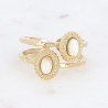 Bague en Acier Doré avec Deux Pierres Ovales Effet Double Anneau Réglable BOHM