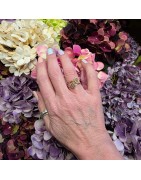 Bague en Acier Doré avec Deux Pierres Ovales Effet Double Anneau Réglable BOHM