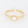 Bague Fine en Acier Doré et Petite Nacre Carrée Réglable BOHM