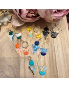 Boucles de Créateur Dépareillées avec du Papier Washi et de l'Email THE COCOTTE