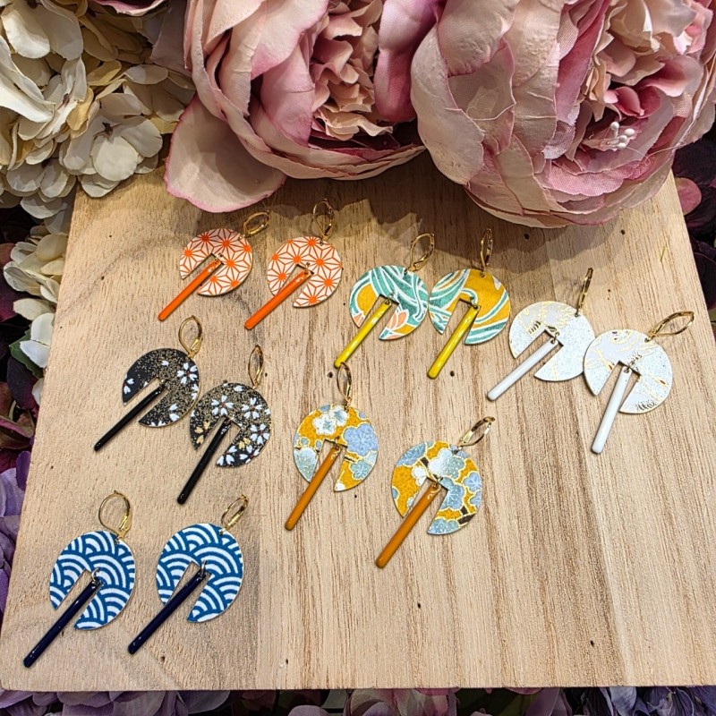 Boucles de Créateur avec du Papier Washi et de l'Email  THE COCOTTE