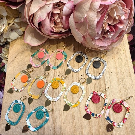 Boucles de Créateur avec du Papier Washi et du Cuir THE COCOTTE