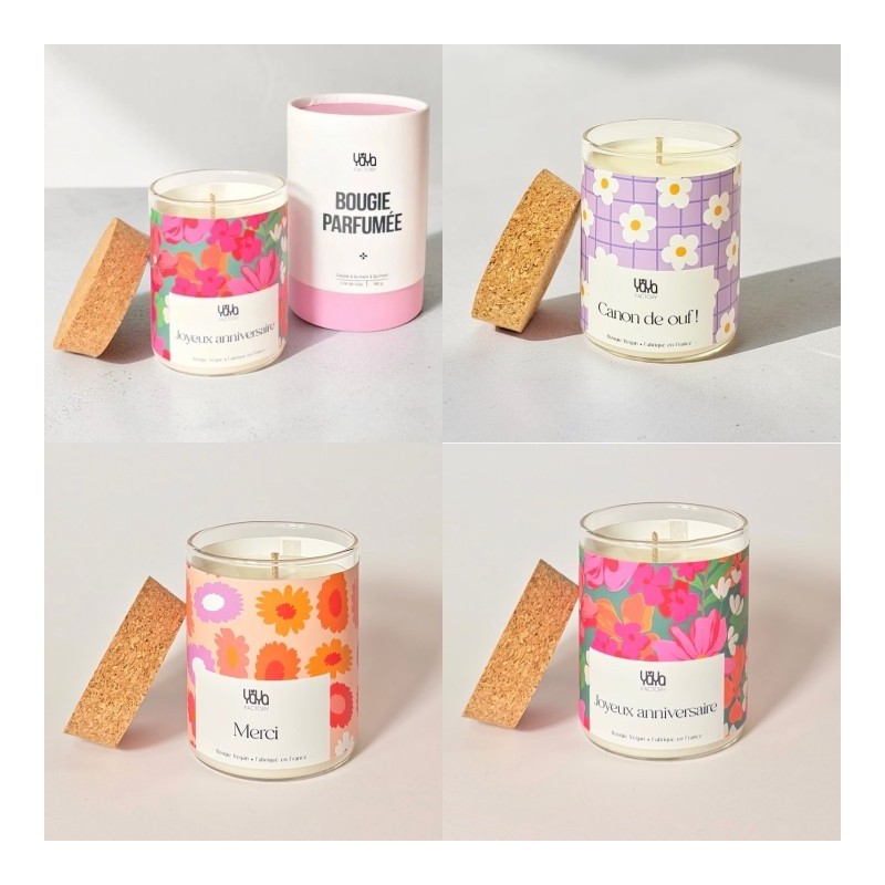 Bougie Vegan à Message Senteur Monoï Clémentine Pot en Verre YAYA FACTORY