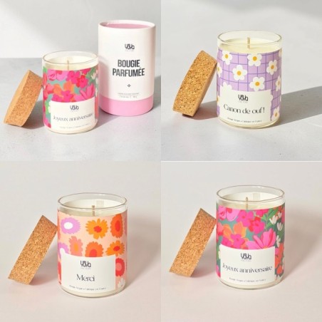 Bougie Vegan à Message Senteur Monoï Clémentine Pot en Verre YAYA FACTORY