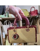 Petit Sac à Main Effet Paille Rouge TOM ET EVA