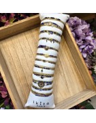 Bracelet Double Tour Acier Doré et Perles Bleues et Violettes IKITA