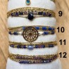 Bracelet Double Tour Acier Doré et Perles Bleues et Violettes IKITA