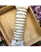 Bracelet Double Tour Acier Doré et Perles Blanches IKITA