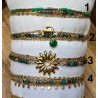 Bracelet Double Tour Acier Doré et Perles Vertes IKITA