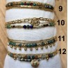 Bracelet Double Tour Acier Doré et Perles Vertes IKITA