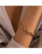 Bracelet Camron à Mailles Torsadées en Acier Doré BOHM