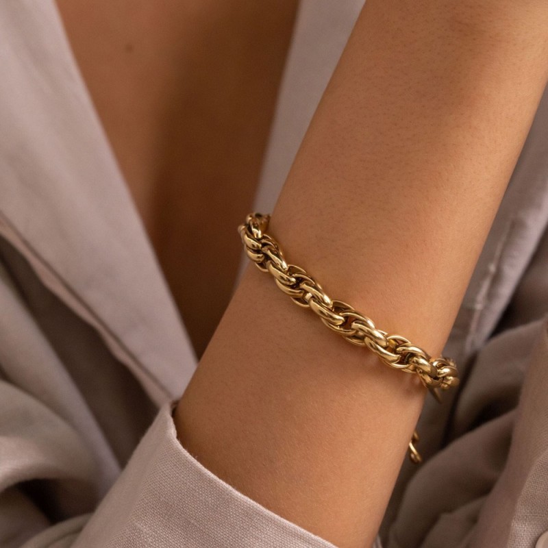 Bracelet Camron à Mailles Torsadées en Acier Doré BOHM