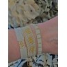 Bracelet Tissé Style Boho, Coulissant Blanc, Beige, et Doré MILË MILA