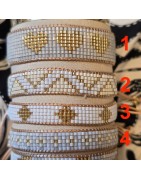 Bracelet Tissé Style Boho, Coulissant Blanc, Beige, et Doré MILË MILA