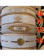 Bracelet Tissé Style Boho, Coulissant Blanc, Beige, et Doré MILË MILA