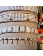 Bracelet Tissé Style Boho, Coulissant Blanc, Beige, et Doré MILË MILA