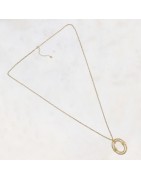 Sautoir AYNA Double Anneau Ovale Ajouré en Acier Doré BOHM