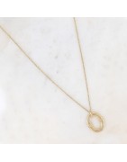 Sautoir AYNA Double Anneau Ovale Ajouré en Acier Doré BOHM