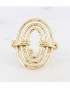 Bague AYNA Triple Anneau Ovale Ajouré en Acier Doré BOHM