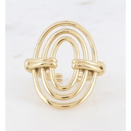 Bague AYNA Triple Anneau Ovale Ajouré en Acier Doré BOHM