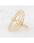 Bague AYNA Triple Anneau Ovale Ajouré en Acier Doré BOHM