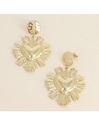 Grandes Boucles d'Oreilles Coeur Ex-Voto en Acier Doré BOHM