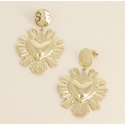 Grandes Boucles d'Oreilles Coeur Ex-Voto en Acier Doré BOHM