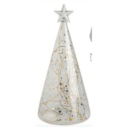 Sapin de Noël Design en Verre à Leds avec de Petites Etoiles Dorées Décoration de Noël Räder Design