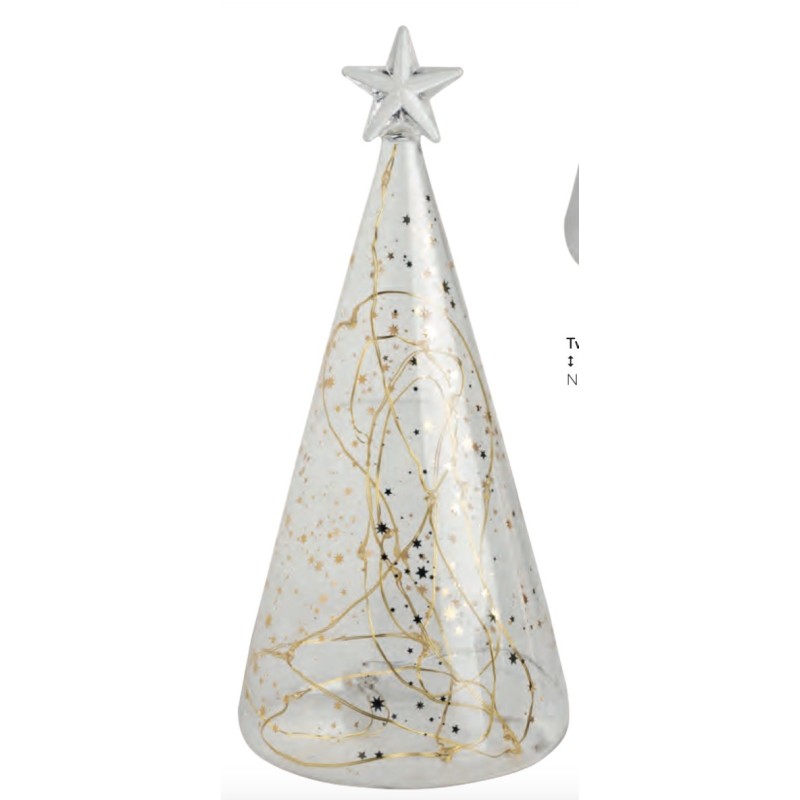 Sapin de Noël Design en Verre à Leds avec de Petites Etoiles Dorées Décoration de Noël Räder Design