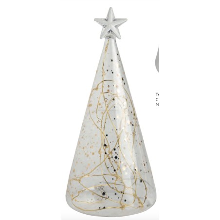 Sapin de Noël Design en Verre à Leds avec de Petites Etoiles Dorées Décoration de Noël Räder Design