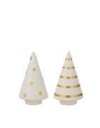 Sapin de Noël en Céramique Blanche, Décoré en Doré, Pois ou Lignes J Line by Jolipa