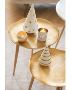 Sapin de Noël en Céramique Blanche, Décoré en Doré, Pois ou Lignes J Line by Jolipa