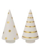 Sapin de Noël en Céramique Blanche, Décoré en Doré, Pois ou Lignes J Line by Jolipa