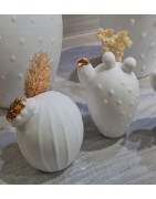 Ensemble Trois Mini Vases en forme de Cactus Raeder Design en Porcelaine Blanche
