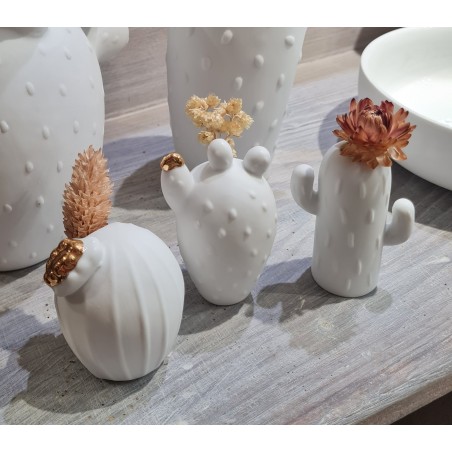 Ensemble Trois Mini Vases en forme de Cactus Raeder Design en Porcelaine Blanche