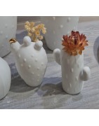 Ensemble Trois Mini Vases en forme de Cactus Raeder Design en Porcelaine Blanche