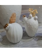 Ensemble Trois Mini Vases en forme de Cactus Raeder Design en Porcelaine Blanche