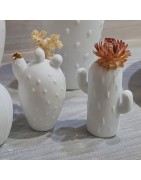 Ensemble Trois Mini Vases en forme de Cactus Raeder Design en Porcelaine Blanche