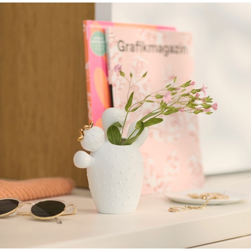 Petit Vase en forme de Cactus Raeder Design en Porcelaine Blanche