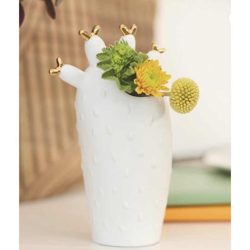 Petit Vase en forme de Cactus Raeder Design en Porcelaine Blanche