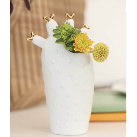 Petit Vase en forme de Cactus Raeder Design en Porcelaine Blanche