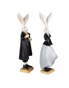 Figurines Couple de Lapins Personnifiés Dandy, en Résine, Clayre et Eef
