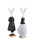 Figurines Couple de Lapins Personnifiés Dandy, en Résine, Clayre et Eef