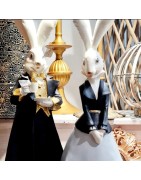 Figurines Couple de Lapins Personnifiés Dandy, en Résine, Clayre et Eef