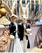 Figurines Couple de Lapins Personnifiés Dandy, en Résine, Clayre et Eef