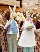 Figurines Couple de Lapin Personnifiés, Style Campagne, en Résine Clayre & Eef
